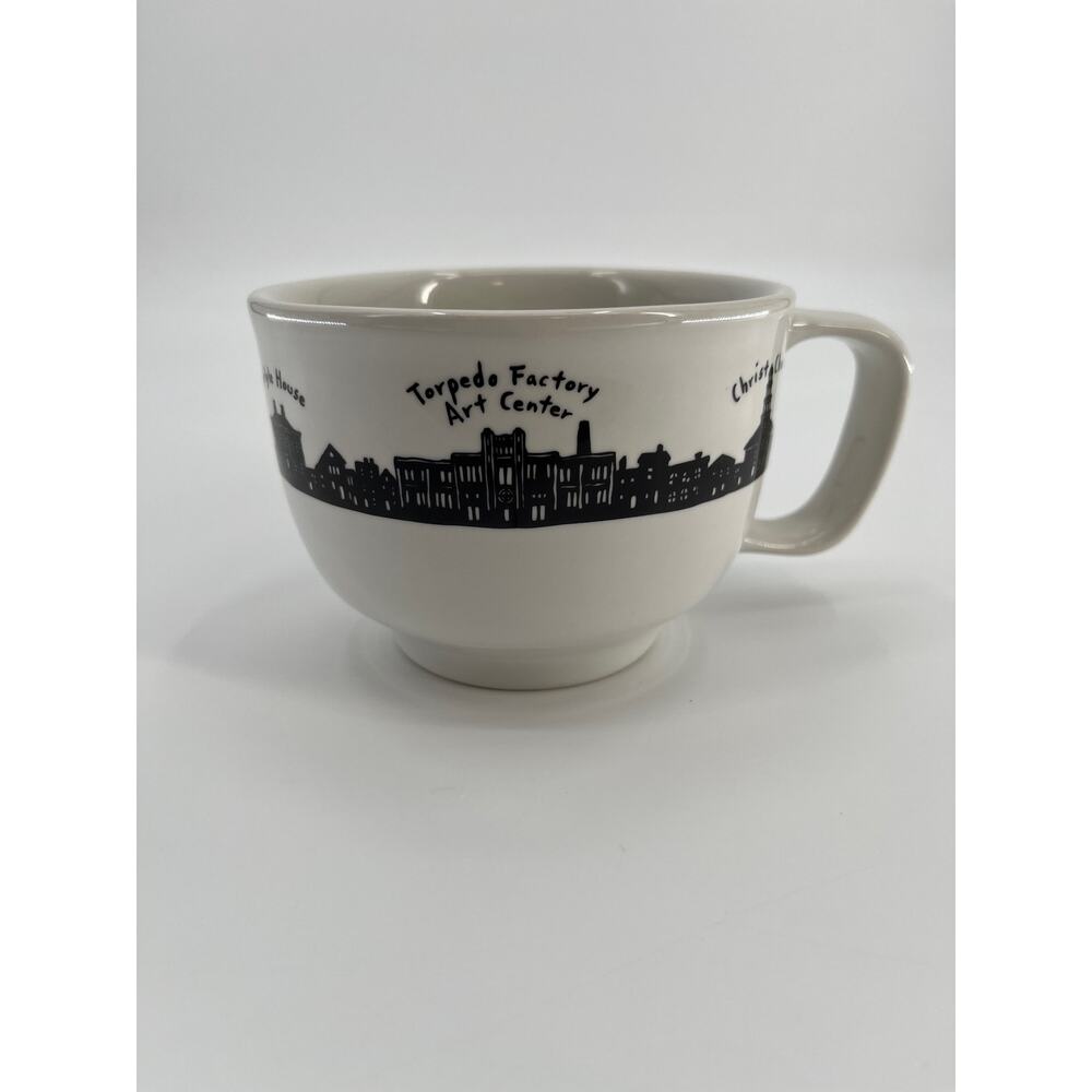 Rare Fishs Eddy for Red Barn Mercantile Jumbo Alexandria Mug White Black 18 oz